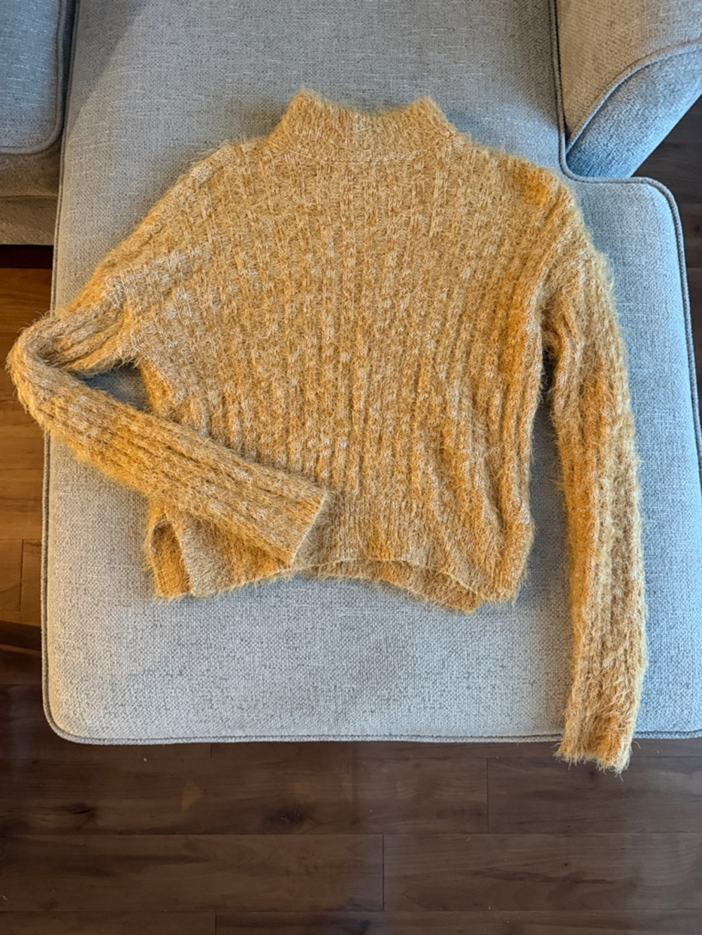 Candie's Fuzzy Turtleneck Sweater - Mustard